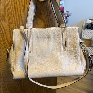 kate spade cream pebble leather satchel with shoulder strap